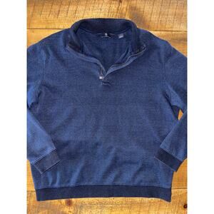 Mens Hart Schaffner Marx Navy Blue Cotton Long‎ Sleeve Quarter Zip Pullover L